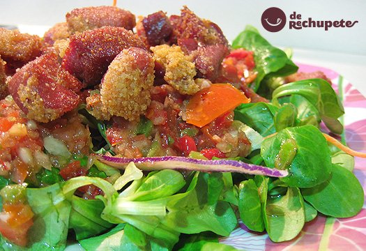Lamb's lettuce salad recipe with curry ham and soft vinaigrette